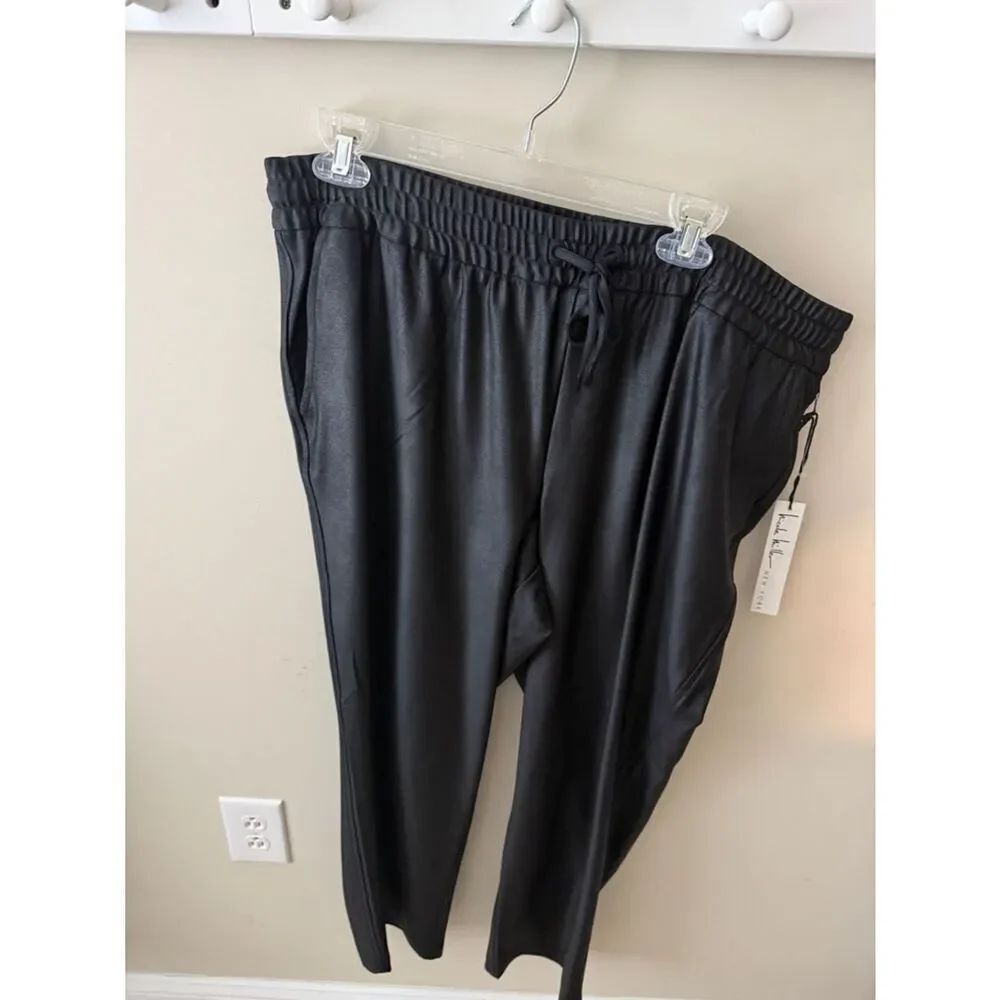 Black Faux Leather Jogger Pants